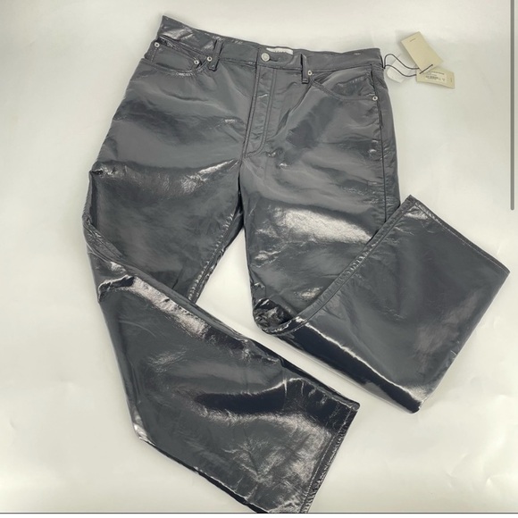 Agolde Leather Pants - Recycled Leather 90's Pinch Waist NEW size 33 - Picture 3 of 6